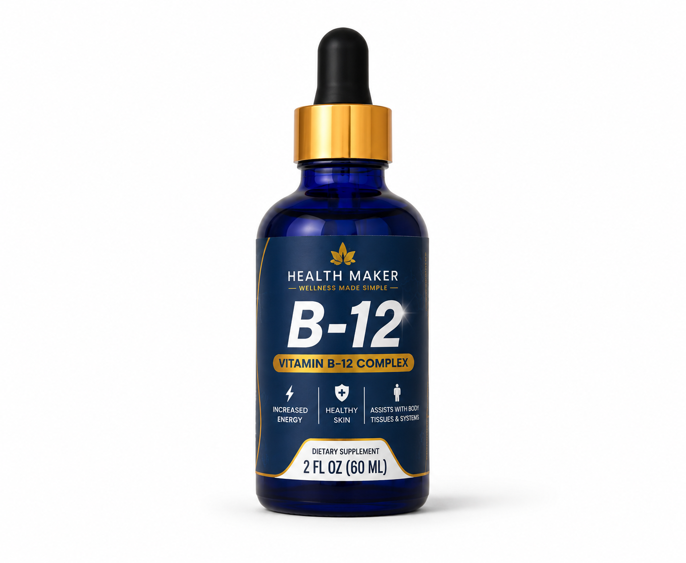 Health Maker Vitamin B-12 Liquid Drops 2 fl oz bottle, product detail view