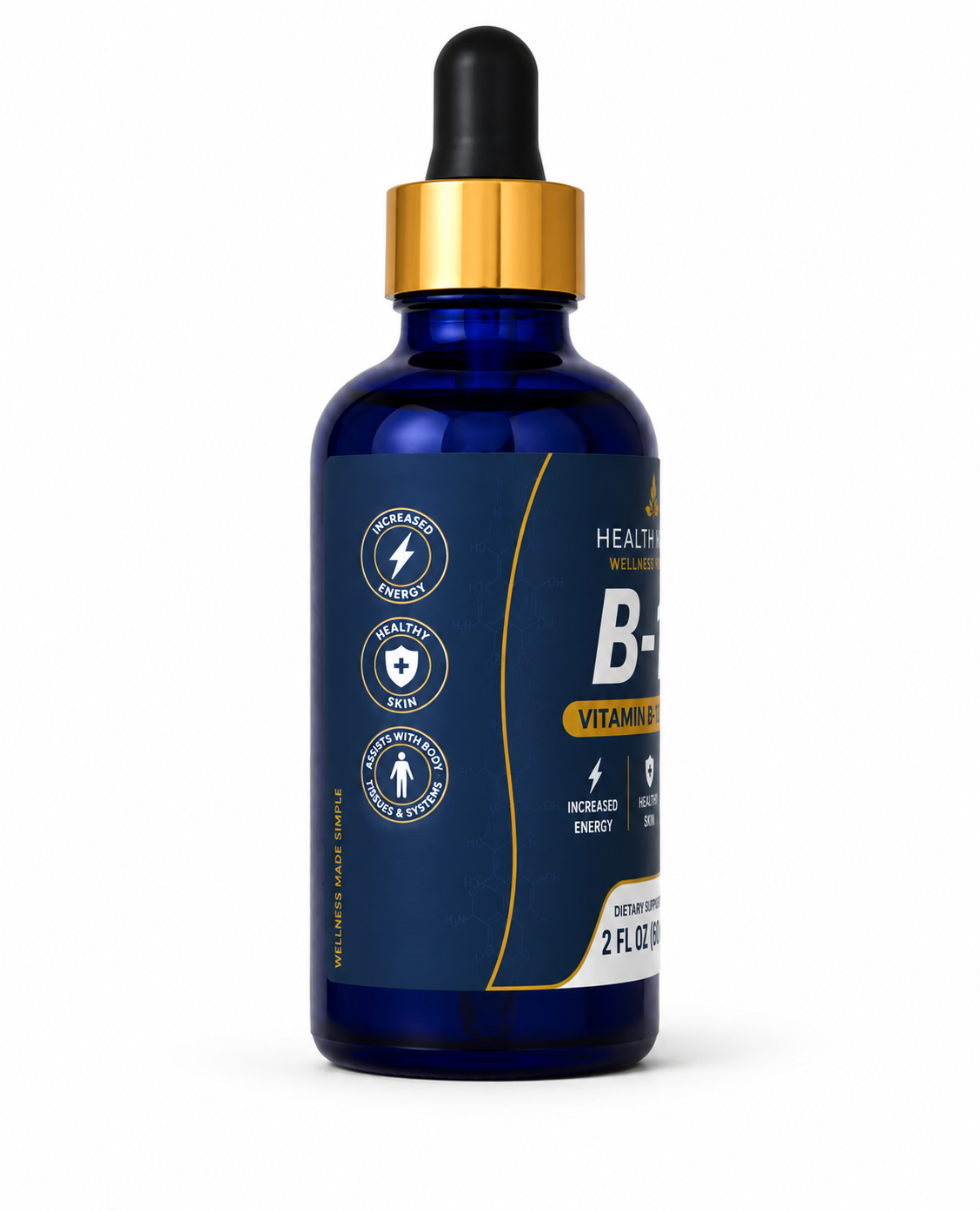 Health Maker Vitamin B-12 Drops with full B-complex, alternate angle