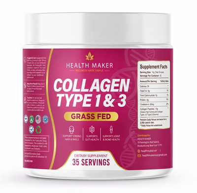 Collagen Type 1 & 3 Grass-Fed | Hair, Skin & Joint Support | 35 Servings