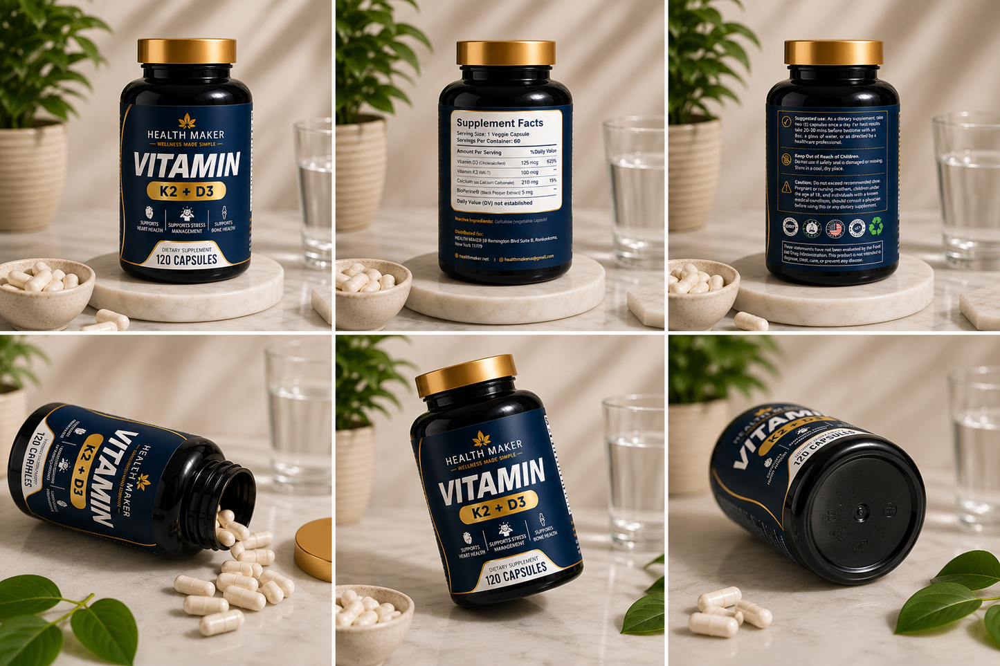 Health Maker Vitamin K2 plus D3 bottle, additional product view